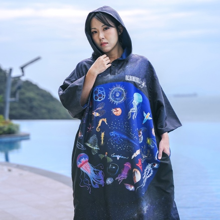 OCEANARIUM 速乾前扣式毛巾衣［黑水生物］