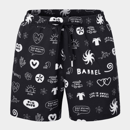 BARREL & INAPSQUARE 男款印畫海灘褲